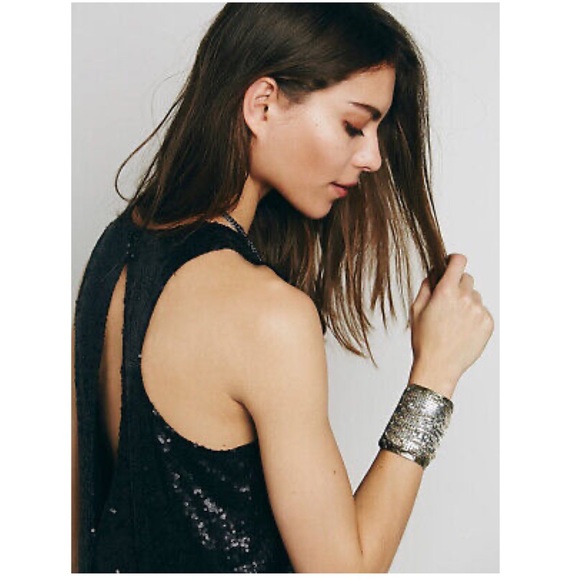 FREE PEOPLE Sleeveless Blue Liquid Shine Sequin Mini Dress S - Picture 12 of 13